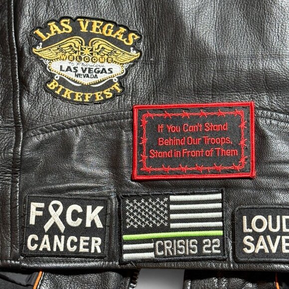 Daniel Smart Womens Leather Biker Vest XS With Patches Black - Picture 9 of 10